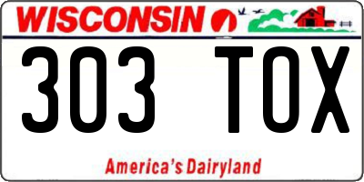 WI license plate 303TOX