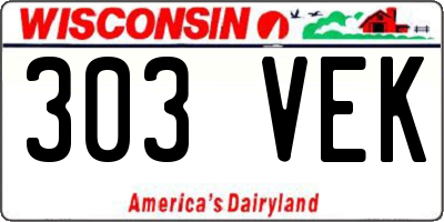 WI license plate 303VEK