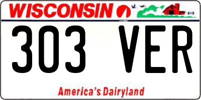 WI license plate 303VER