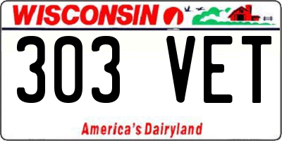 WI license plate 303VET