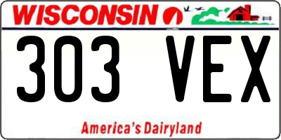 WI license plate 303VEX