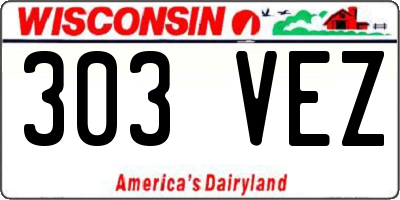 WI license plate 303VEZ