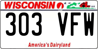 WI license plate 303VFW