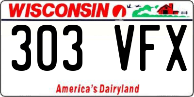 WI license plate 303VFX