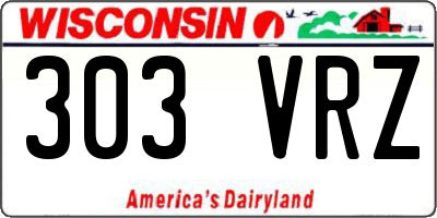 WI license plate 303VRZ