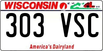 WI license plate 303VSC
