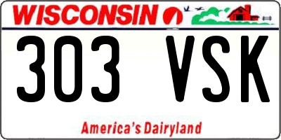 WI license plate 303VSK