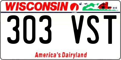 WI license plate 303VST