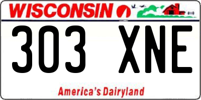 WI license plate 303XNE