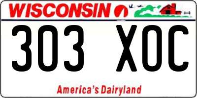 WI license plate 303XOC