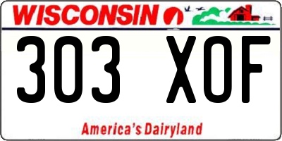 WI license plate 303XOF