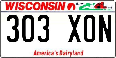 WI license plate 303XON