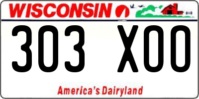 WI license plate 303XOO