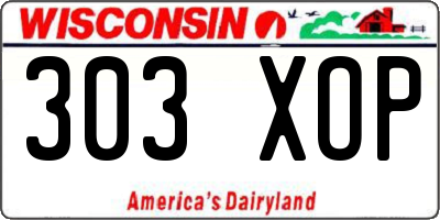 WI license plate 303XOP