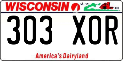 WI license plate 303XOR