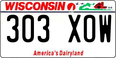 WI license plate 303XOW