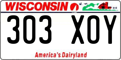 WI license plate 303XOY