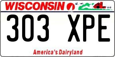 WI license plate 303XPE