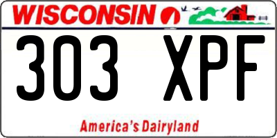 WI license plate 303XPF