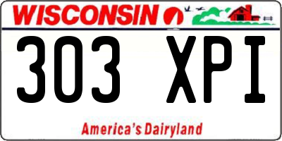WI license plate 303XPI