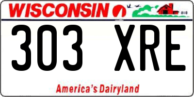 WI license plate 303XRE