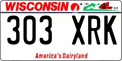 WI license plate 303XRK