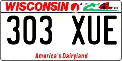 WI license plate 303XUE