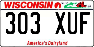 WI license plate 303XUF