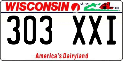 WI license plate 303XXI