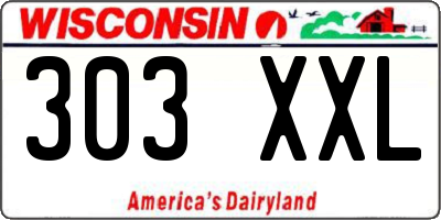 WI license plate 303XXL