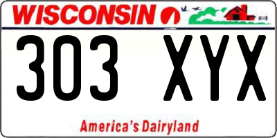 WI license plate 303XYX