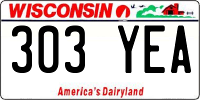 WI license plate 303YEA