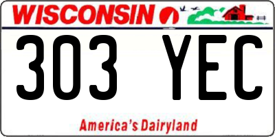WI license plate 303YEC