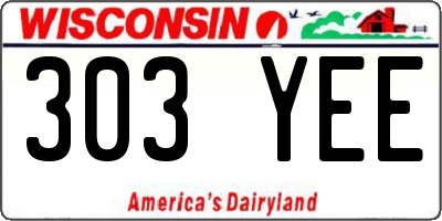 WI license plate 303YEE