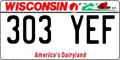 WI license plate 303YEF