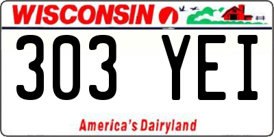 WI license plate 303YEI