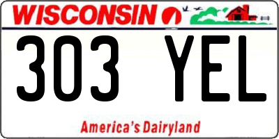 WI license plate 303YEL