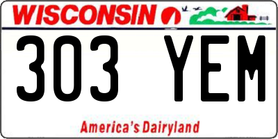 WI license plate 303YEM