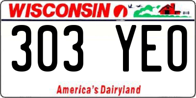 WI license plate 303YEO