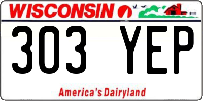 WI license plate 303YEP