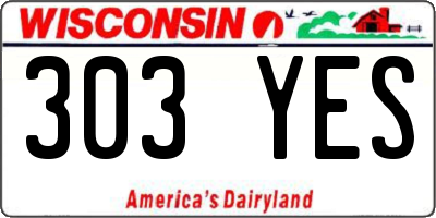 WI license plate 303YES