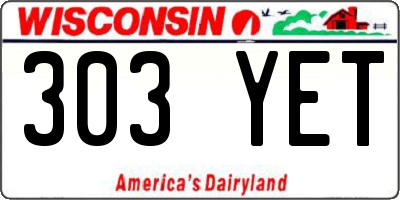 WI license plate 303YET