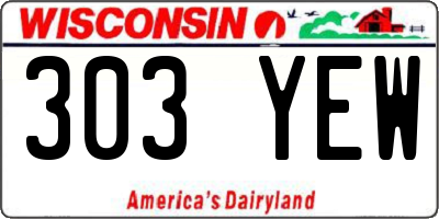 WI license plate 303YEW