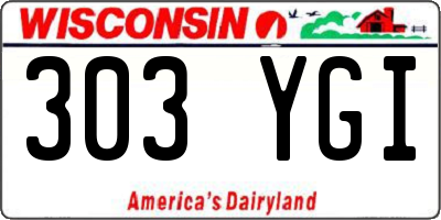 WI license plate 303YGI