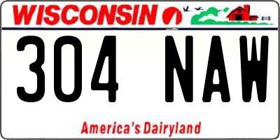 WI license plate 304NAW