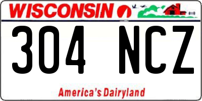 WI license plate 304NCZ