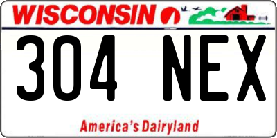 WI license plate 304NEX