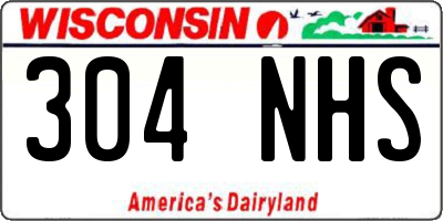 WI license plate 304NHS