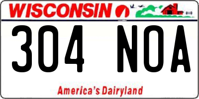 WI license plate 304NOA