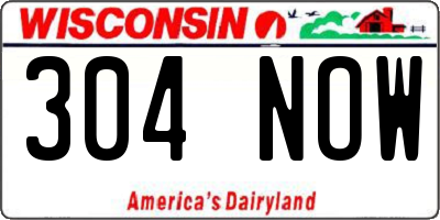 WI license plate 304NOW